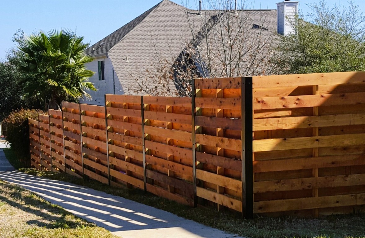Beautiful horizontal wood fence installation in San Leandro, CA