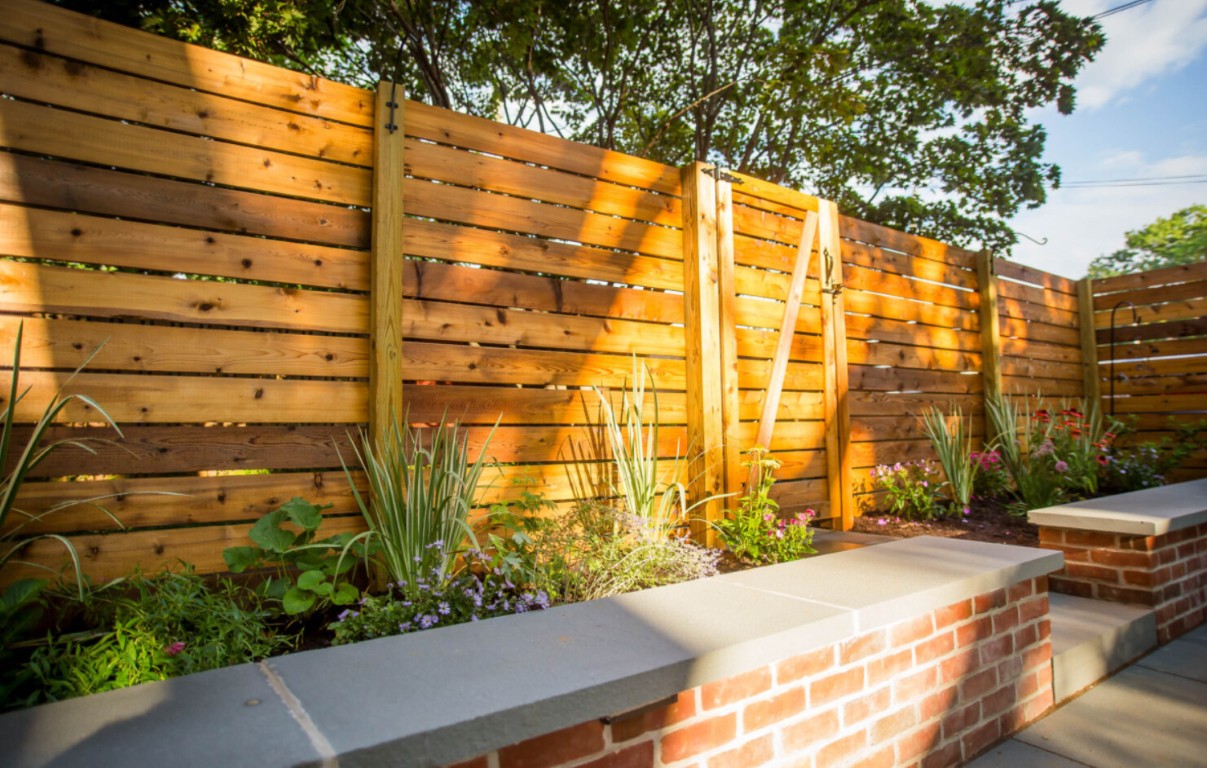 Wood privacy fence with decorative lighting in San Leandro, CA